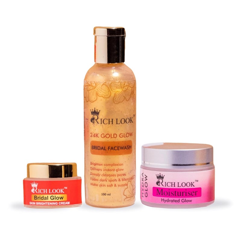 Richlook Bridal Glow Night Cream Gold Facewash Hydra Boost Moisturizer Ultimate Hydration Glow Combo - Image 1