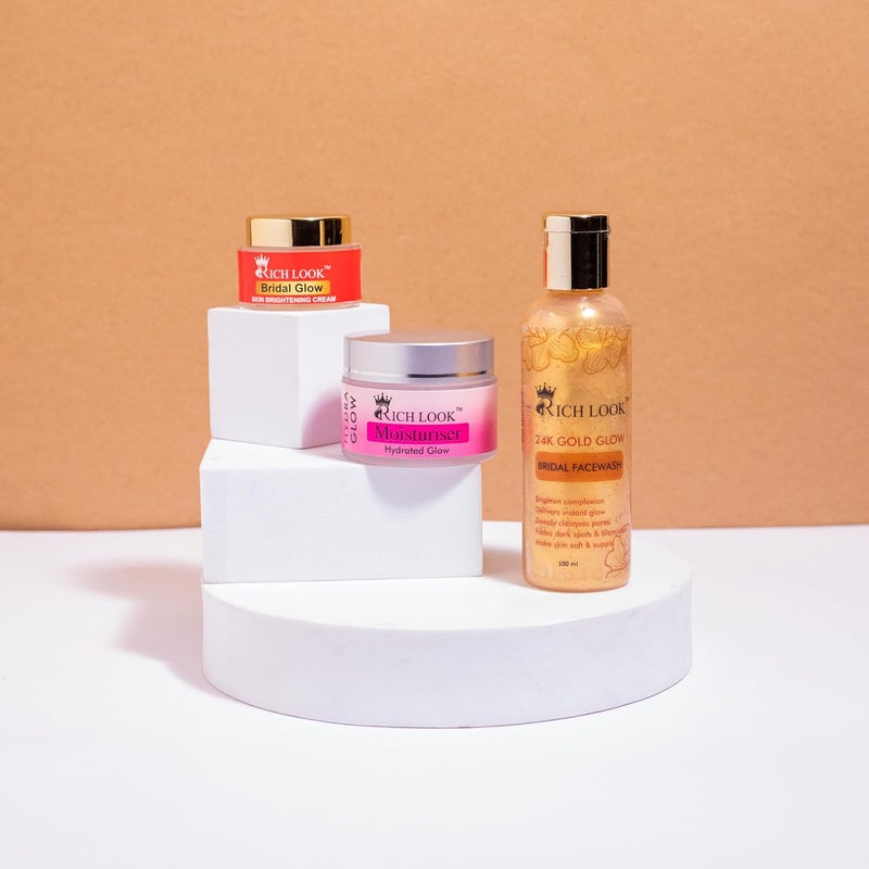 Richlook Bridal Glow Night Cream Gold Facewash Hydra Boost Moisturizer Ultimate Hydration Glow Combo - Image 2