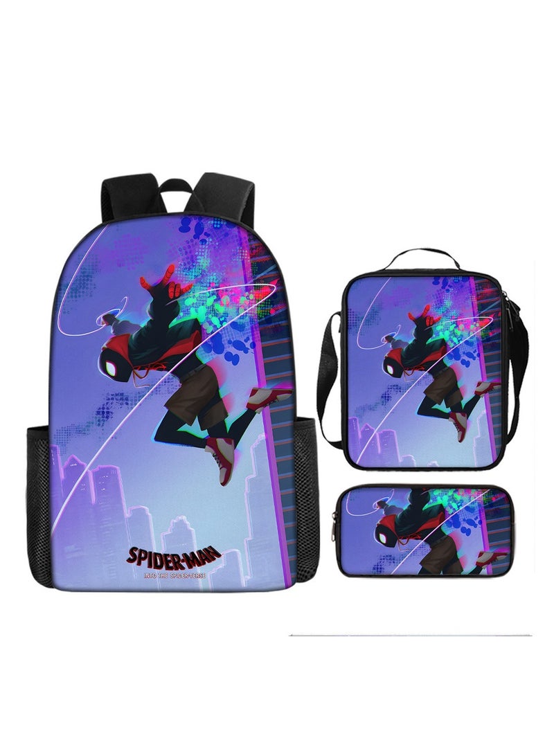 Backpacker Spider-Man Cartoon Digital Printing Children's Student School Bag Backpack 29*16*42CM + Shoulder Bag 19*6*23CM + Pencil Case 24*7*11CM Three-piece Set - Image 1