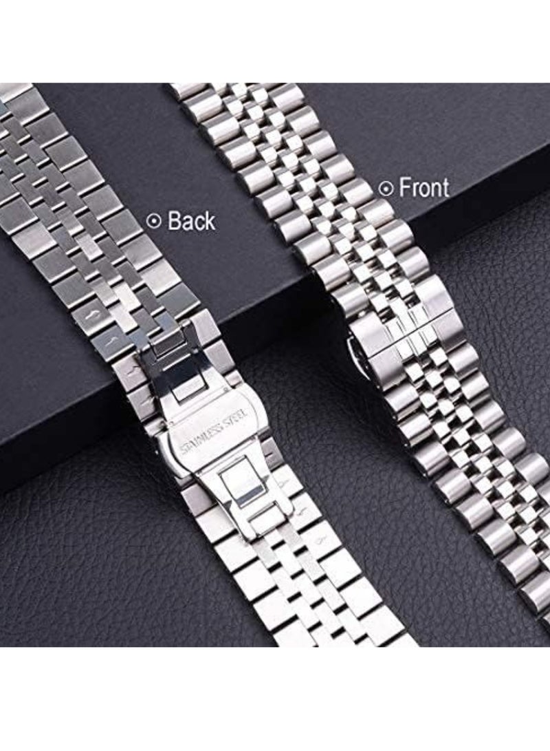 إلترازون Compatible with Apple Watch Band 41mm 40mm 38mm, Stainless Steel Heavy Band with Butterfly Folding Clasp Link Bracelet for iWatch Series8/7/6 /SE Series 5/4/3/Men women,Silver - Image 5