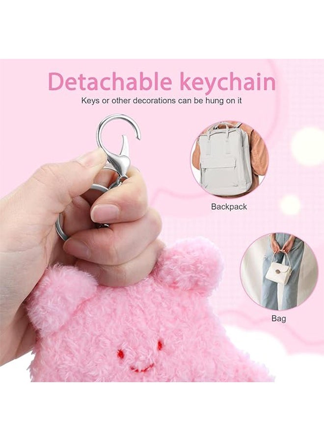 Sweet Life Kpop Photocard Holder Keychain Plush Cartoon 6.3 X 5.12 In, Cute Rabbit Kitten Photocard Holders Keychain, Photo Sleeve Protective for Id Card, Pink, White  - Image 5