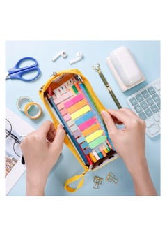 Excefore Big Capacity Pencil Pen Case, Large Pencil Pouch Clear Pen Bag, Portable Stationery Organizer, for College Teens Girls Back to School Supplies (Yellow)  - Image 5