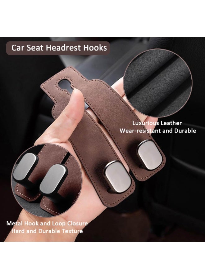 Chabeia 4pcs Brown,Leather Car Back Seat Organizer Hooks, Headrest Hooks ,Car Hand Bag Hooks, Toy Organizer Hooks,Car Seat Back Storage Hook, Car Purse Hook, Car Seat Hooks for Headrest,Purses ,Bags - Image 5