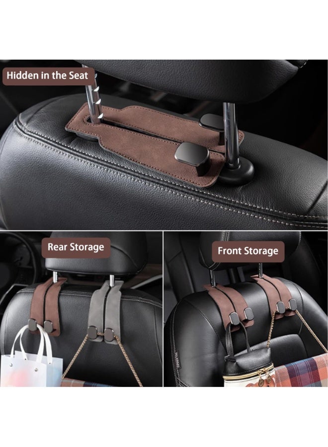 Chabeia 4pcs Brown,Leather Car Back Seat Organizer Hooks, Headrest Hooks ,Car Hand Bag Hooks, Toy Organizer Hooks,Car Seat Back Storage Hook, Car Purse Hook, Car Seat Hooks for Headrest,Purses ,Bags - Image 4