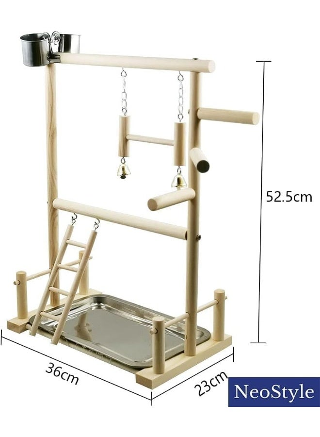 NeoStyle Bird Play Stand, Bird Playpen Exercise Gym, with Ladder Feeder Cup Bell Swing, Parrot Play Climb Gym for Parrots Conure Lovebirds (Double layer) - Image 2