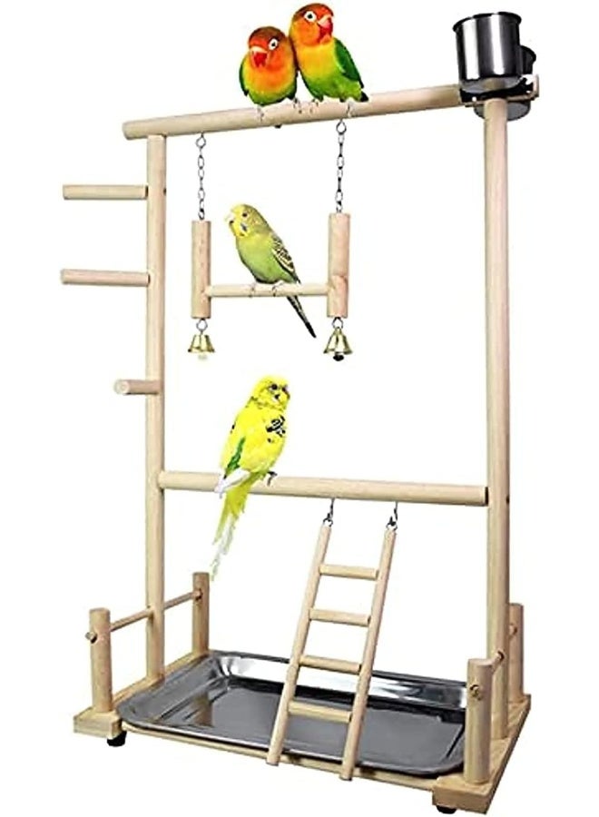 NeoStyle Bird Play Stand, Bird Playpen Exercise Gym, with Ladder Feeder Cup Bell Swing, Parrot Play Climb Gym for Parrots Conure Lovebirds (Double layer) - Image 1