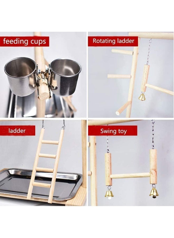 NeoStyle Bird Play Stand, Bird Playpen Exercise Gym, with Ladder Feeder Cup Bell Swing, Parrot Play Climb Gym for Parrots Conure Lovebirds (Double layer) - Image 3