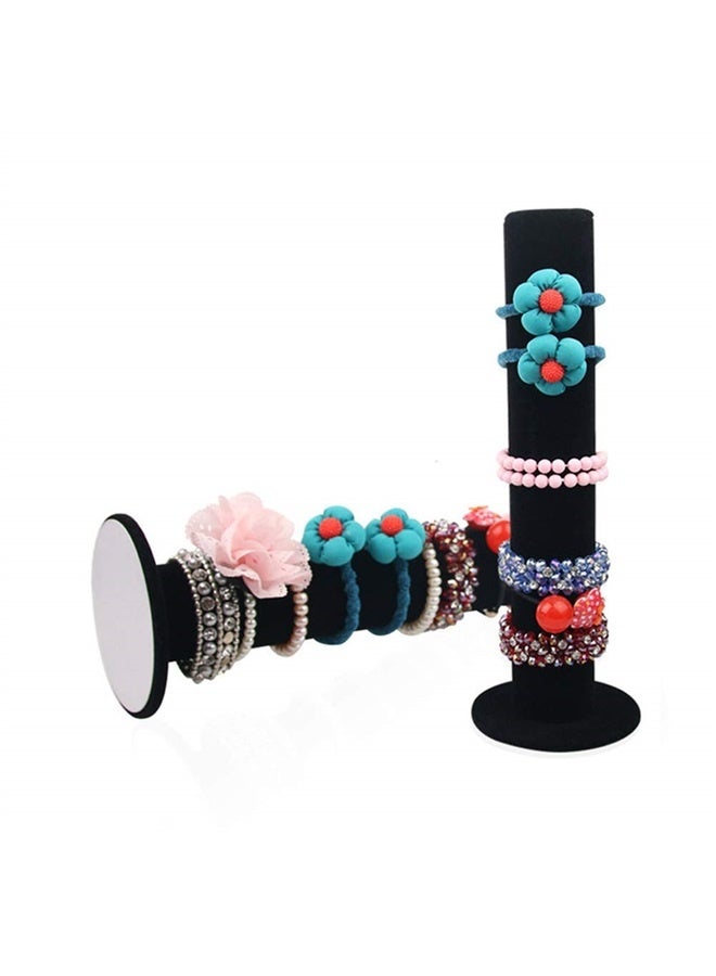 Velvet Jewelry Bracelet Watch Hairband Display Stand, Vertical Tower Bangle Scrunchie T-Bar Rack Holder Closet Organizer  (Black)  - Image 3