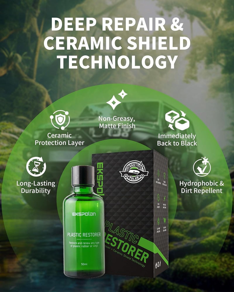 All storage space compatible Plastic Restorer for Cars Hydrophobic Trim Ceramic Coating, Back to Black Automotive Exterior and Interior, Restore Faded Plastic, Vinyl & Rubber, 50ml Fade proof - Image 4