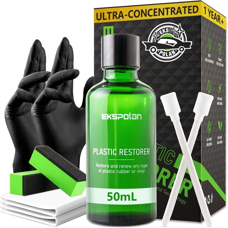 All storage space compatible Plastic Restorer for Cars Hydrophobic Trim Ceramic Coating, Back to Black Automotive Exterior and Interior, Restore Faded Plastic, Vinyl & Rubber, 50ml Fade proof - Image 1