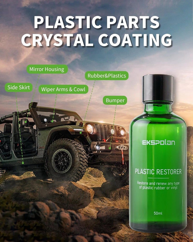All storage space compatible Plastic Restorer for Cars Hydrophobic Trim Ceramic Coating, Back to Black Automotive Exterior and Interior, Restore Faded Plastic, Vinyl & Rubber, 50ml Fade proof - Image 5