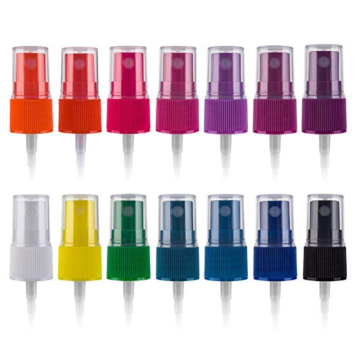 Hydior Essential Oil Spray Bottle Tops, Fine Mist Sprayer for 5ml and 15ml EO Bottles, Pack of 14, Rainbow - Image 1