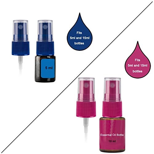 Hydior Essential Oil Spray Bottle Tops, Fine Mist Sprayer for 5ml and 15ml EO Bottles, Pack of 14, Rainbow - Image 3