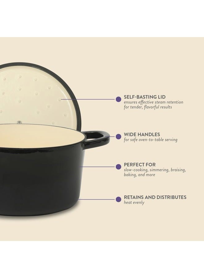 Crock-Pot Crock Pot Artisan 7-Quart Round Cast Iron Dutch Oven With Lid - Black W/Gold Knob - Image 4