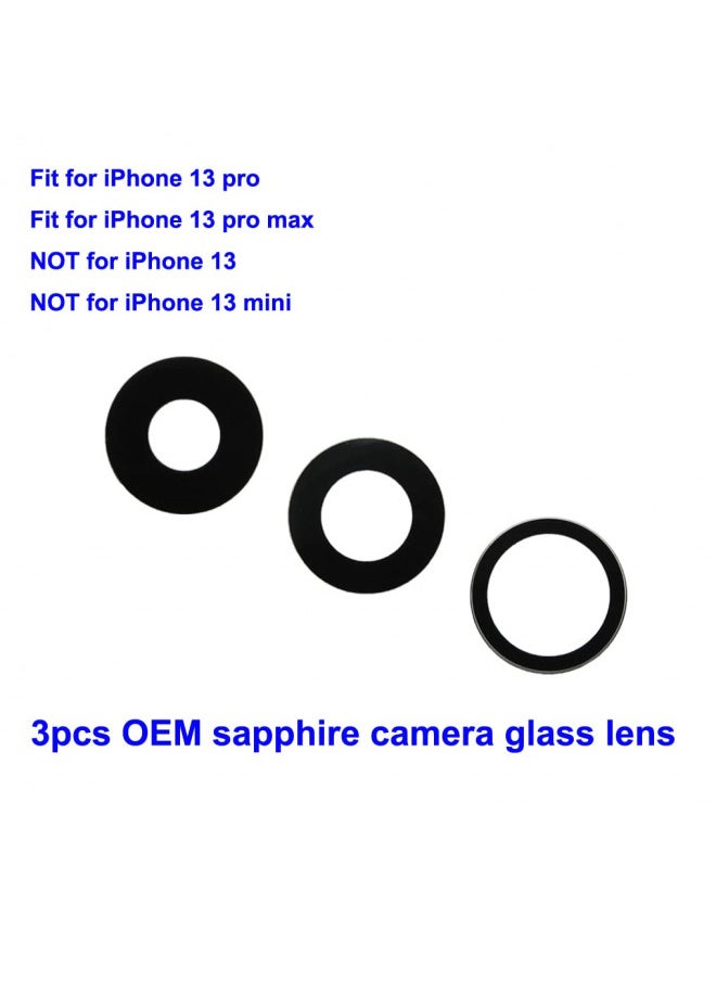 YUYOND 3pcs OEM Original Rear Camera Glass Lens Replacement for iPhone 13 Pro and for iPhone 13 Pro Max with Adhesive Preinstalled and Repair Tools Kit (for 13 Pro 6.1" / 13 Pro Max 6.7")