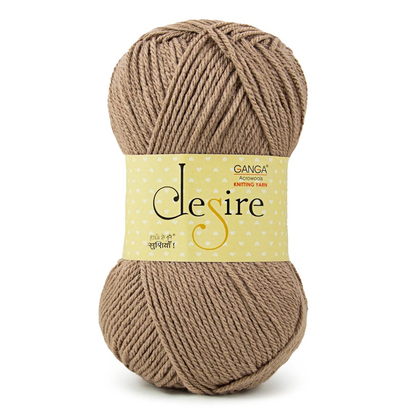 Ganga Acrowools Acrylic Desire Hand Knitting and Crochet Yarn. Pack of 1 Ball - 100Gms. Shade No - Dsr022, Wood Brown - Image 5