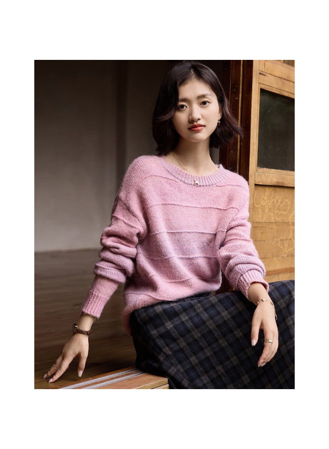 Dme winter Gradient Irregular Loose Artistic Knit Sweater With Wool Blend For Women - Image 4