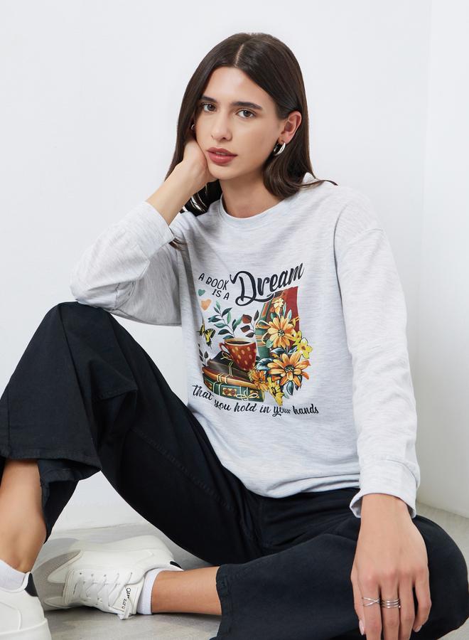 تايك تو سويت شيرت مطبع بطبعة جرافيك - Image 1