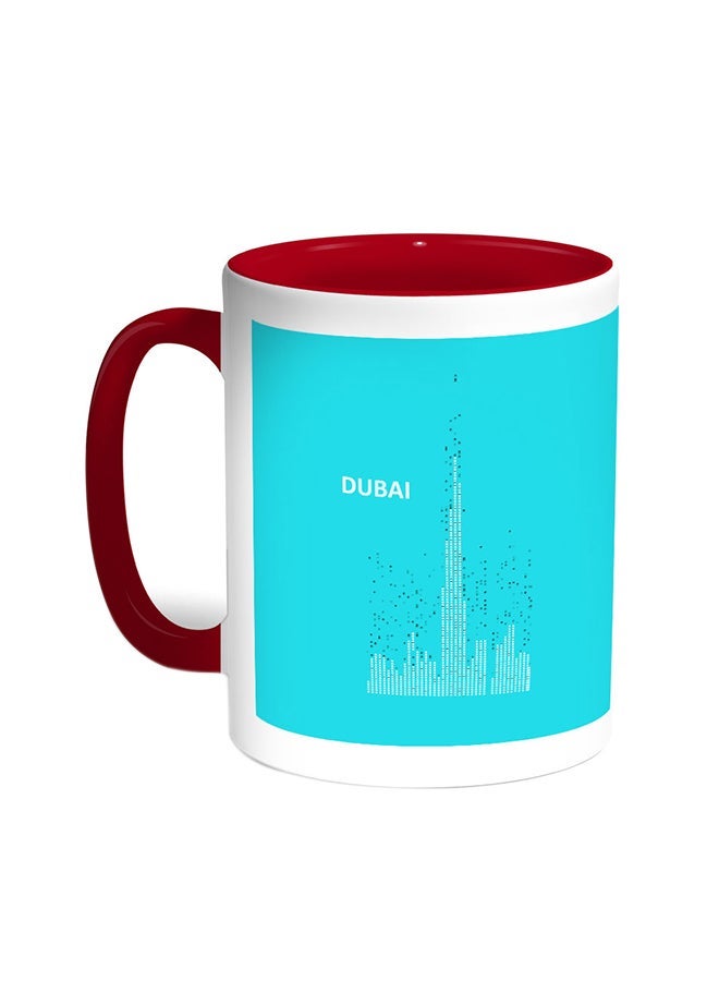 RYN Abstract Drawing - Dubai Towers Printed Coffee Mug Red/White 11ounce