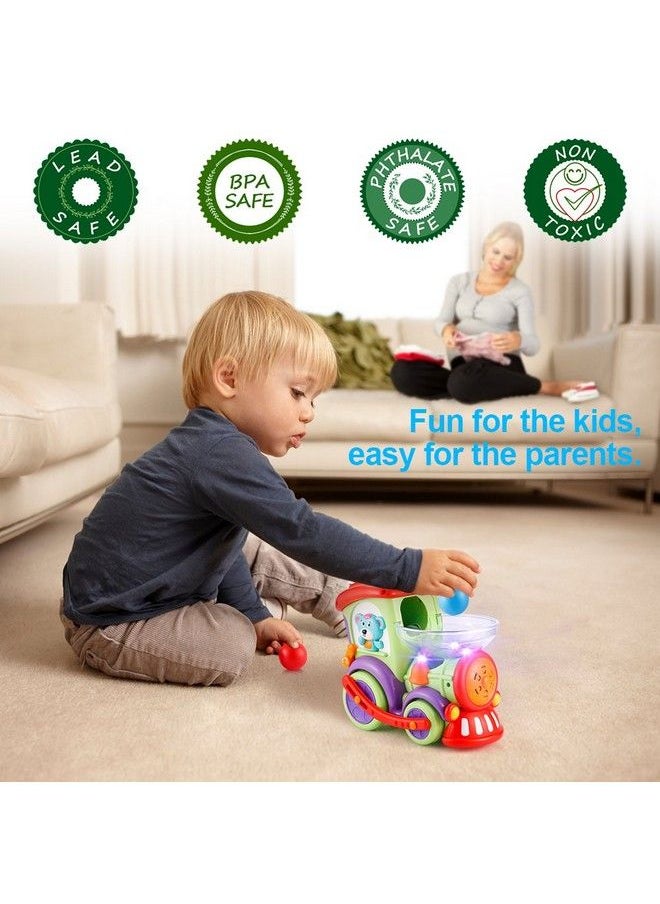 VATOS - Toddler Train Toys Age 12 Baby Car Toys 18 Months+ With Drop Balls Musical Sensory Crawling Toy Toddler Baby 1St Birthday Educational Toys For 1 2 3 Year Old Kids Girls Boys - Image 1
