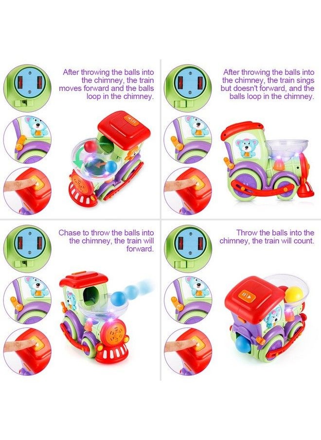 VATOS - Toddler Train Toys Age 12 Baby Car Toys 18 Months+ With Drop Balls Musical Sensory Crawling Toy Toddler Baby 1St Birthday Educational Toys For 1 2 3 Year Old Kids Girls Boys - Image 1