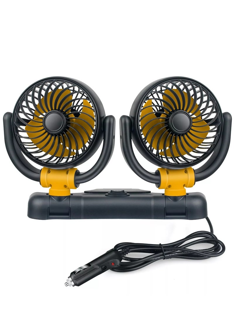 Sharpdo Car Fan -  360° Adjustable 12V Dual Head 2 Speed Electric Small Car Fan Cooling for Car Vehicle, Van, Truck, SUV, RV  - Image 2