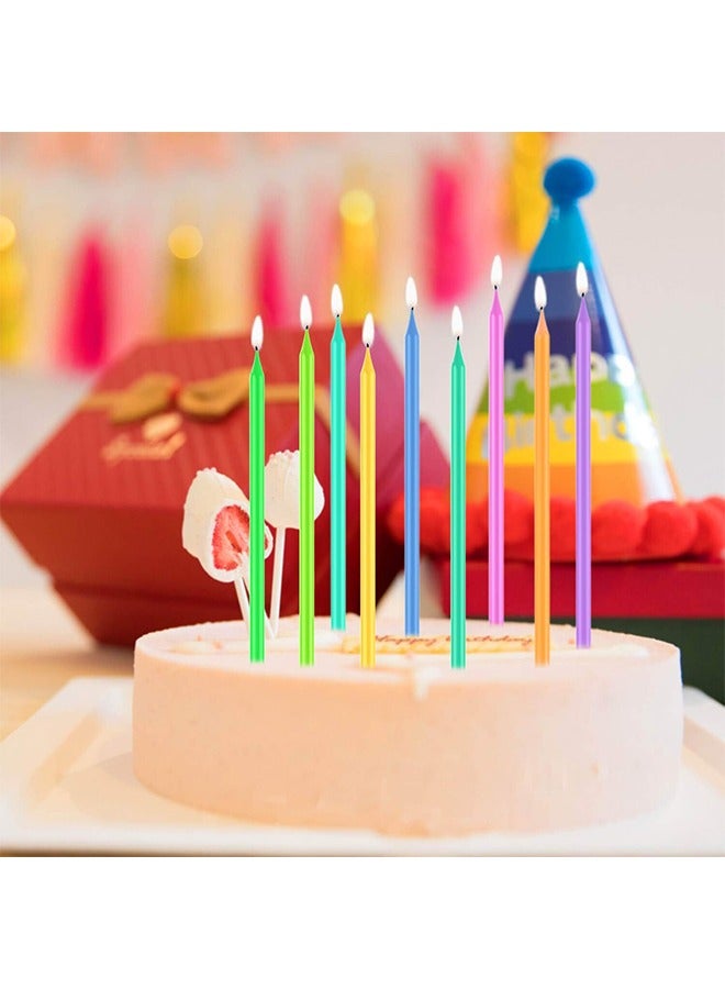 مجموعة من 20 شمعة عيد ميلاد، شموع كعكة طويلة ورفيعة، شموع كب كيك ل وحفلات الزفاف وحفلات الحظ (ملونة) - Image 3