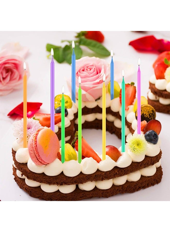 مجموعة من 20 شمعة عيد ميلاد، شموع كعكة طويلة ورفيعة، شموع كب كيك ل وحفلات الزفاف وحفلات الحظ (ملونة) - Image 4