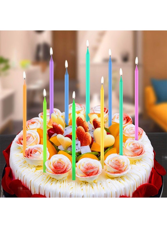 مجموعة من 20 شمعة عيد ميلاد، شموع كعكة طويلة ورفيعة، شموع كب كيك ل وحفلات الزفاف وحفلات الحظ (ملونة) - Image 5