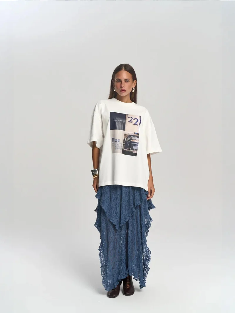 Mai Collection MAI STUDIOS Twenty Two Oversize Beyaz T-Shirt