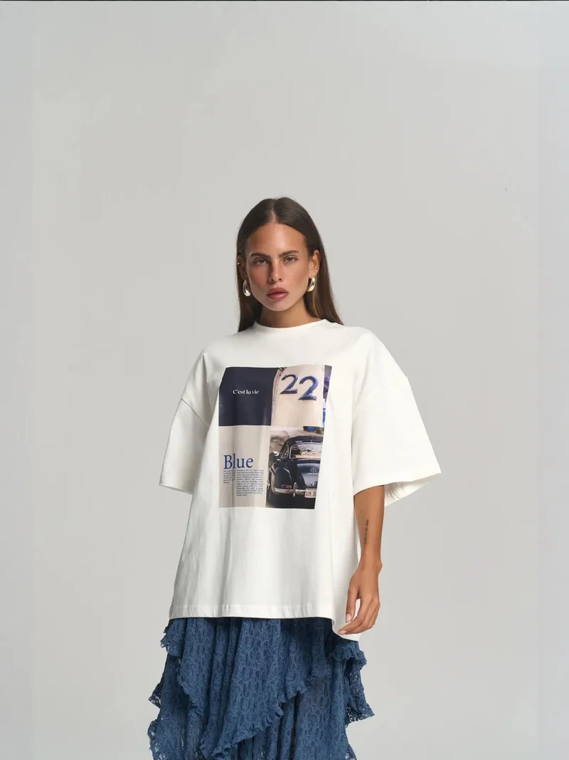 Mai Collection MAI STUDIOS Twenty Two Oversize Beyaz T-Shirt