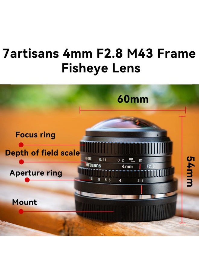 7artisans - 7Artisans 4mm F2.8 Fisheye Ultra Wide Angle Lens Manual Focus Prime Lens Compatible for Fujifilm FX Mount Mirrorless Camera X-T1 X-T2 X-T3 X-T20 X-T30 X-E1 X-E2 X-E3 - Image 1