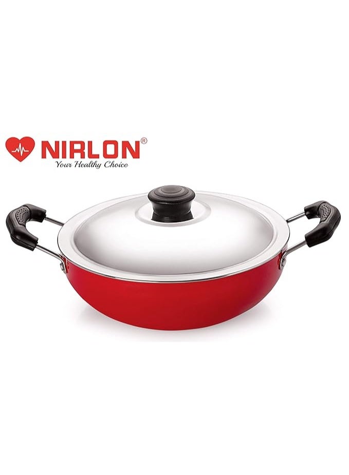 Nirlon Nonstick Aluminium Non Induction Cookware Set of 2 Pieces Including Fry Pan with lid-3.2 LTR & Deep Kadhai-3.6 LTR - Image 2
