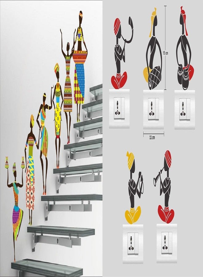 Merical Tribal Lady and FolkBand Switch Board Wall Sticker for Living Room, Hall, Bedroom (Material: PVC Vinyl) - Image 1