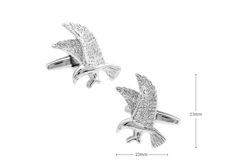 MRCUFF Hawk Osprey Eagle Bird of Prey Pair Cufflinks in a Presentation Gift Box & Polishing Cloth - Image 2