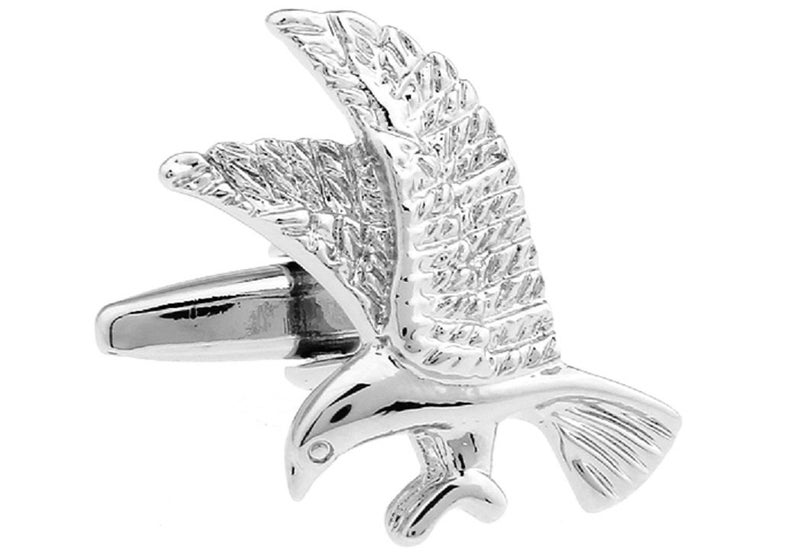 MRCUFF Hawk Osprey Eagle Bird of Prey Pair Cufflinks in a Presentation Gift Box & Polishing Cloth - Image 1