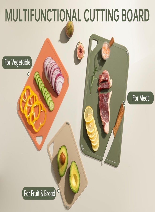 THETCHRY Plastic Cutting Board Set,Cutting Boards for Kitchen BPA Free, Large-Small Chopping Boards Set of 3 Non-Slip for Cooking Camping Dishwasher Safe, Reversible, with Grip Handle, 15"×10"×0.6" - Image 4