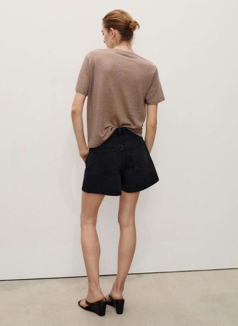 MANGO - High-Rise Denim Shorts - Image 1