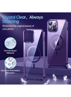 Generic Built in Magnets Compatible with MagSafe Clear Hard PC Back Cover Soft TPU Frame Shockproof Protective Slim Bumper Case for iPhone 15 Purple  - Image 5