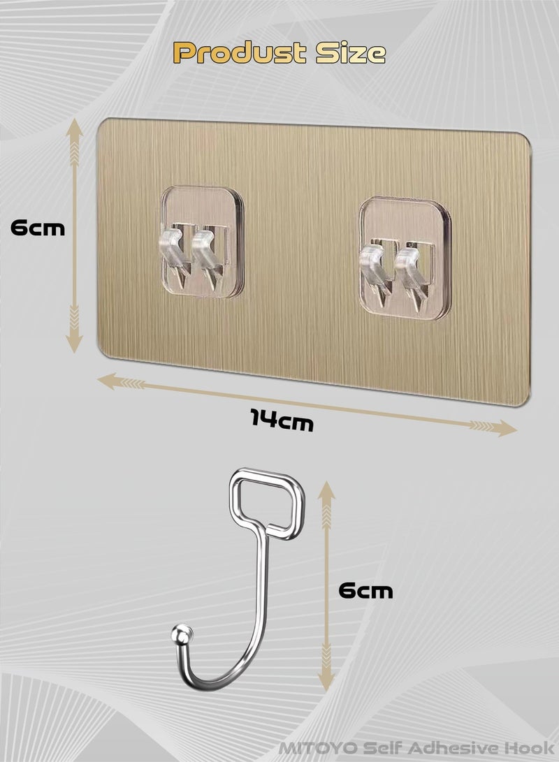 MITOYO 10-Piece Wall Hooks - Self-Adhesive, Nail-Free, Heavy-Duty - Gold - Image 5