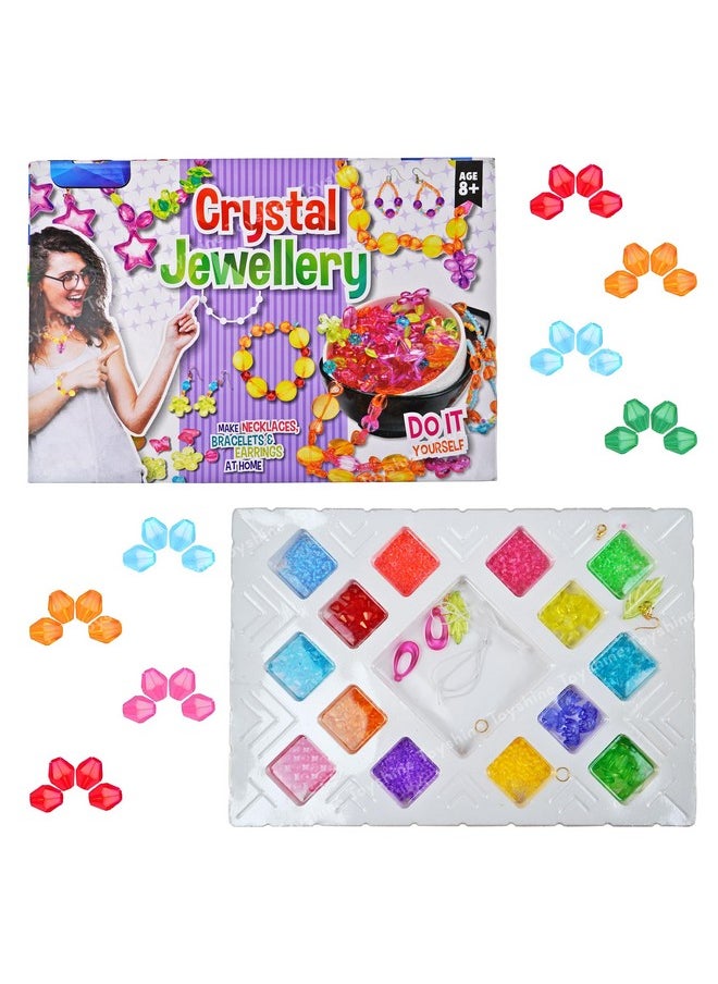 Toyshine Toyshine Crystal Acrylic Jewellery Making Do it Yourself kit -14 Colors Vibrant Craft Beads Set for Bracelets , Necklaces & Earrings making Fun DIY Activity Toy Kit Cum Indoor Game for Boys and Girls 8+  - Image 1
