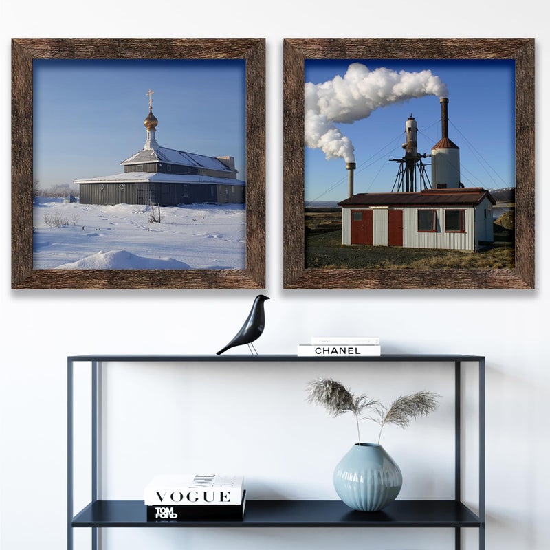 Picrit 11x11 Picture Frame Set of 4  Made of High Definition Real Glass  Display 8x8 with Mat or 11x11 Without Mat  Photo Frames for Wall Mounting Display  Brown - Image 4