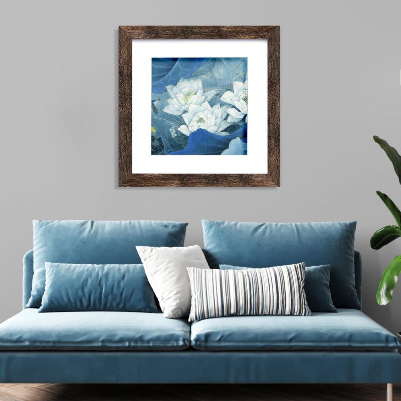 Picrit 11x11 Picture Frame Set of 4  Made of High Definition Real Glass  Display 8x8 with Mat or 11x11 Without Mat  Photo Frames for Wall Mounting Display  Brown - Image 2