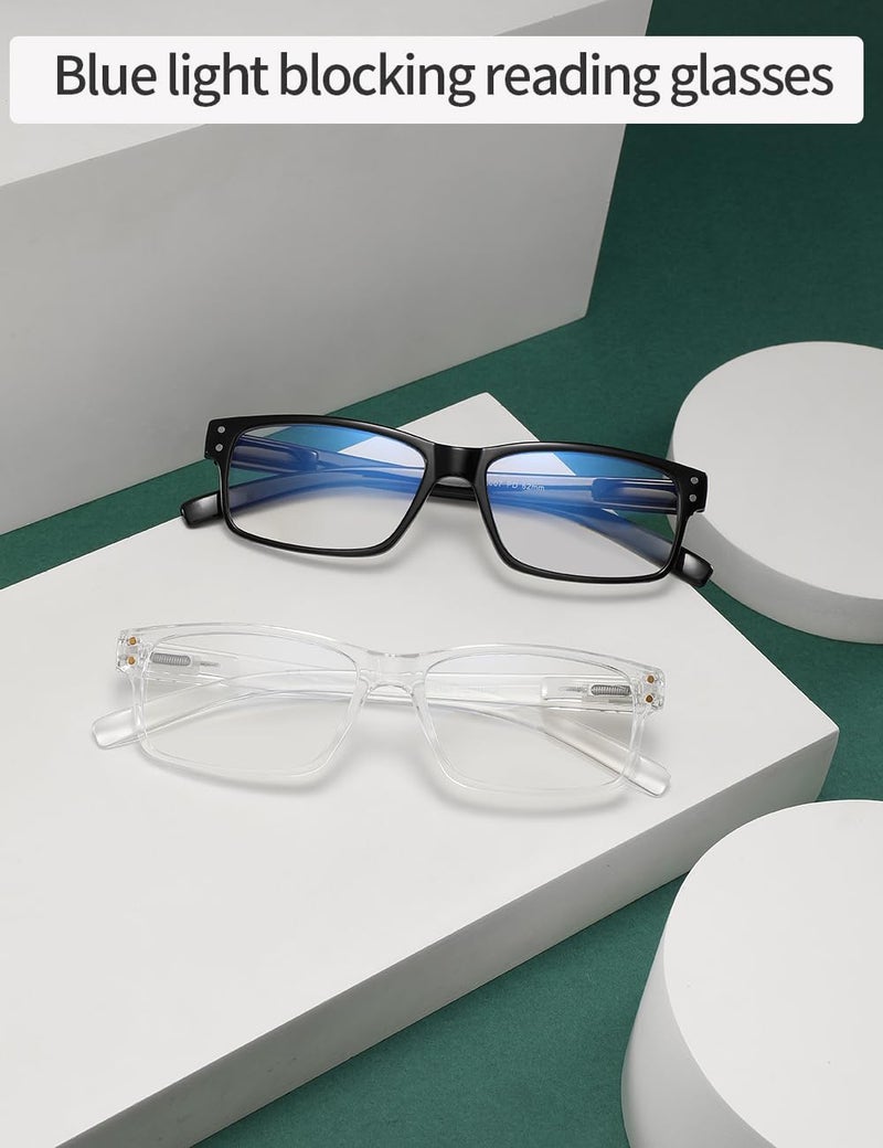 LANLANG 3-Pack Reading Glasses for Men,Spring Hinge,3 Colors,Clear Lens,L-L007 - Image 3