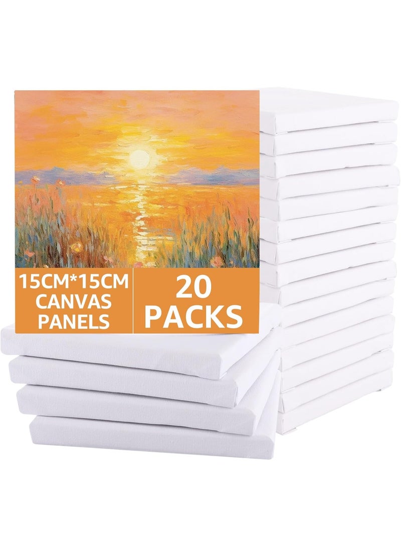 20PCS Canvas for Painting 6x6 Inch/15x15cm Mini Painting Canvas Thick White Blank Canvases for Art, Pure Cotton Stretched Canvas Board for Acrylic Painting Oil Paint - Image 1