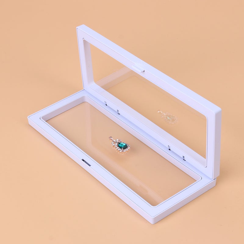3D Floating Frame Shadow Box Display Case Box Jewelry Display Show Case 23x9cm (White) - Image 5