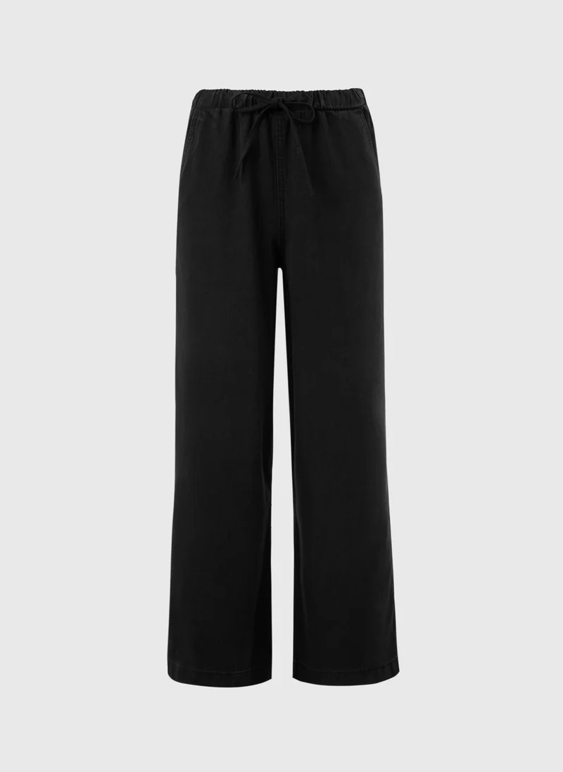 Black Comfort Fit Wide Leg Jeans