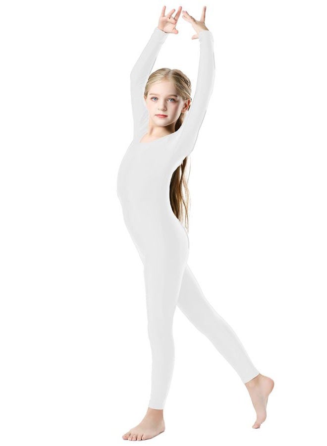 OVIGILY Girls Kids Long Sleeve Dance Unitard Bodysuits Full Body Leotard for Ballet,Gymnastics,Performance,Costumes, White, L - Image 5