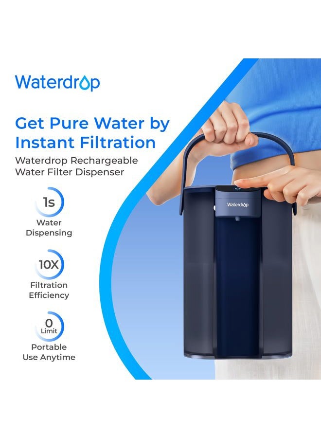 Waterdrop Electric Water Filter Pitcher, Dispenser, 200-Gallon, 5X Times Long-Life Countertop Water Filter System, NSF/ANSI 401&53&42, Reduce Chlorine, Lead, PFAS, 15-Cup, Blue, with 1 Filter - Image 2