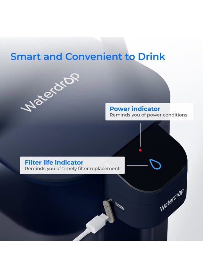 Waterdrop Electric Water Filter Pitcher, Dispenser, 200-Gallon, 5X Times Long-Life Countertop Water Filter System, NSF/ANSI 401&53&42, Reduce Chlorine, Lead, PFAS, 15-Cup, Blue, with 1 Filter - Image 5
